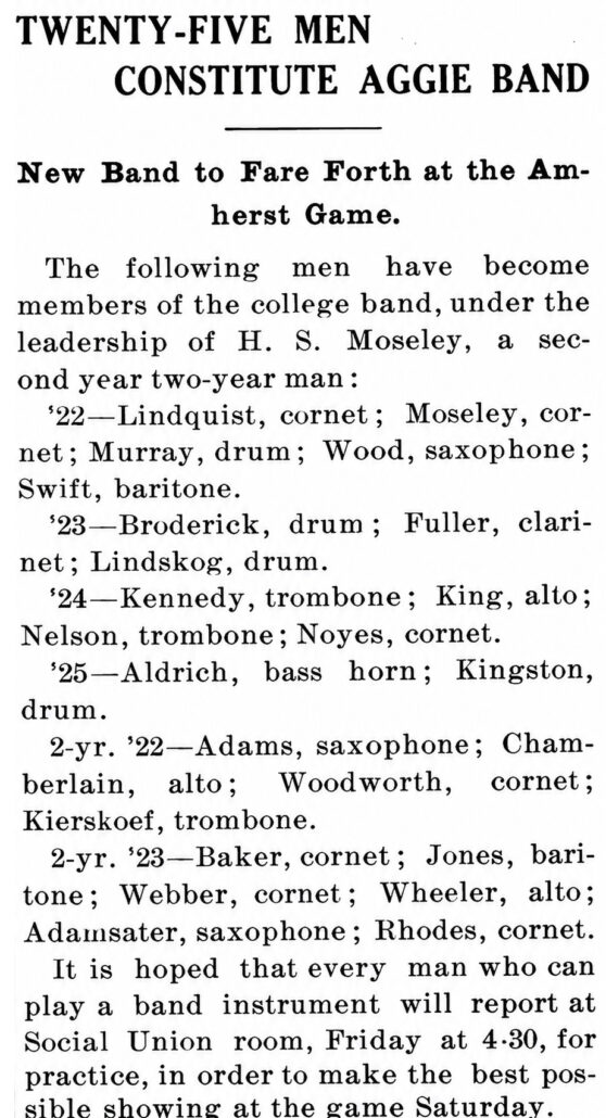 collegian ad announcing band members