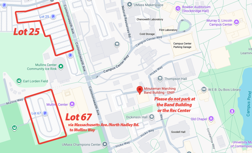 parking map for alumni band rehearsal